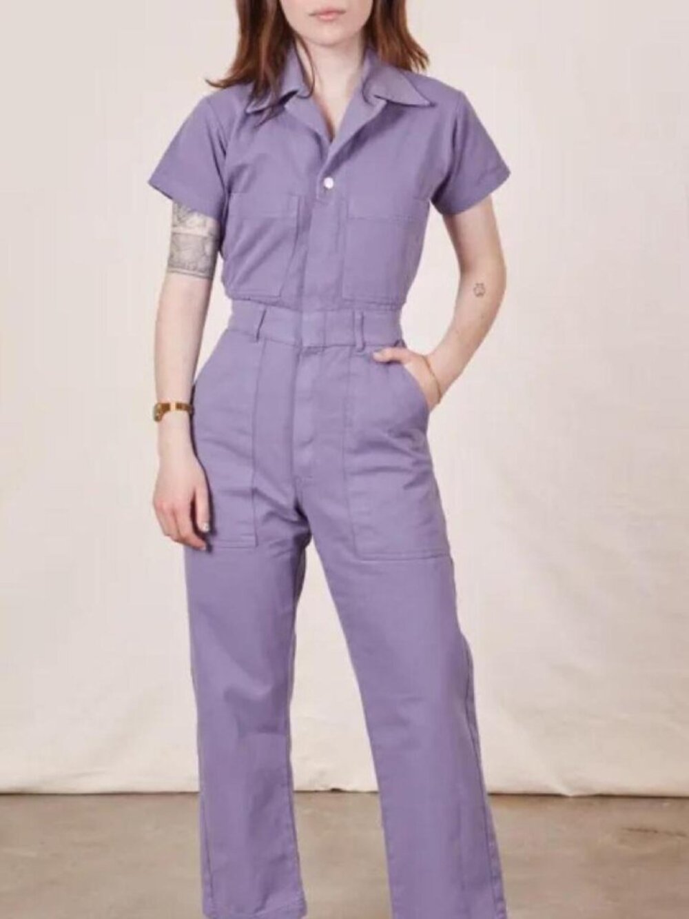 Big Bud Press Short Sleeve Jumpsuit in Grape Purple, Small
